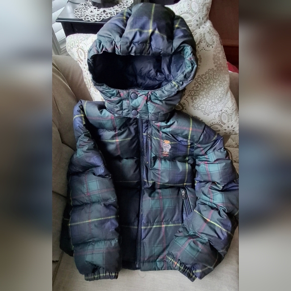 Polo Ralph Lauren Polo Bear Water-Repellent 650 Duck Down Tartan Puffer Jacket - Picture 9 of 12
